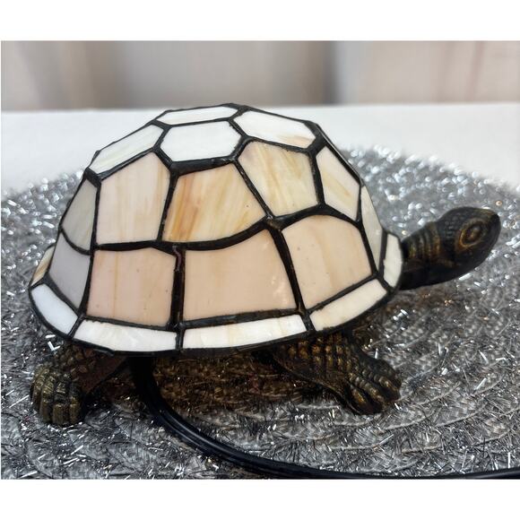 Vintage Tiffany-Style Turtle Stained-Glass Table Lamp by Ridgeport W/ Box 1990s - Picture 6 of 10